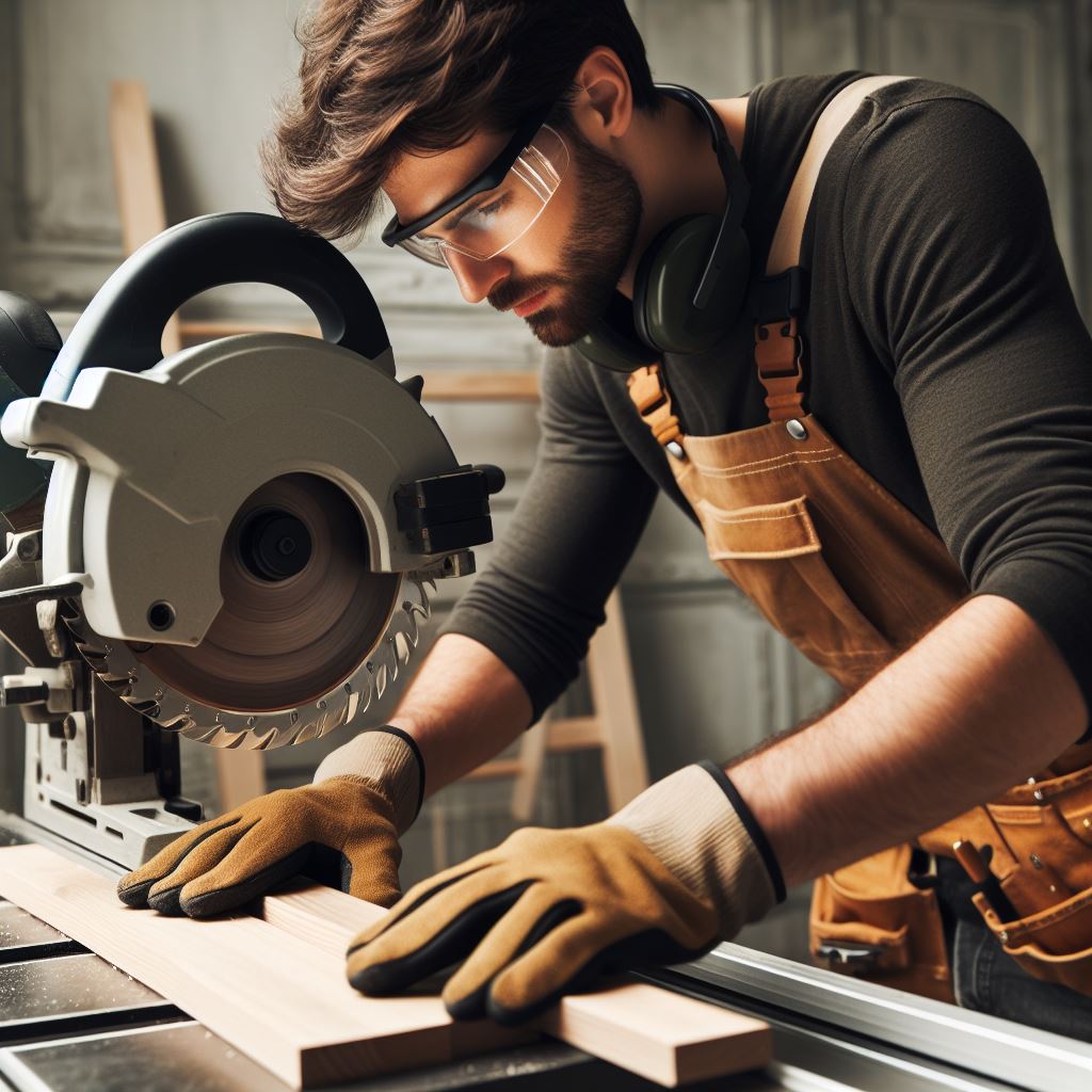 Sliding Miter Saw making precise angled cuts