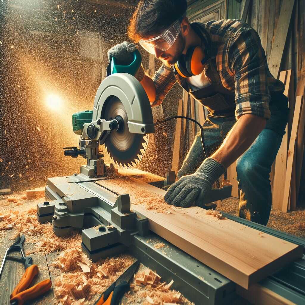 Sliding miter saw in action